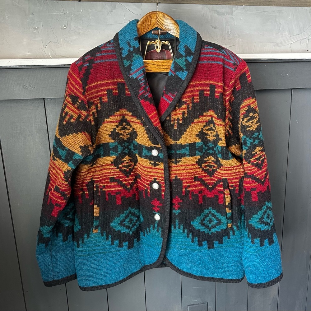 Vintage The Woolrich Woman Southwest Print Aztec Navajo Jacket Size XL